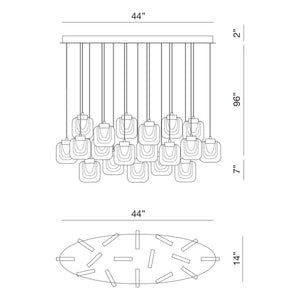 Paget 16-Light 44" Integrated LED Multi Drop Chandelier