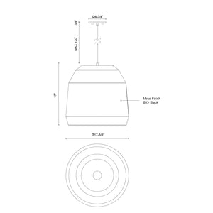 Sedona 16-in Black 1 Light Pendant