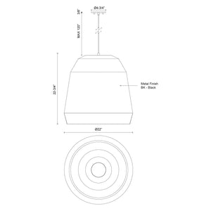 Sedona 22-in Black 1 Light Pendant