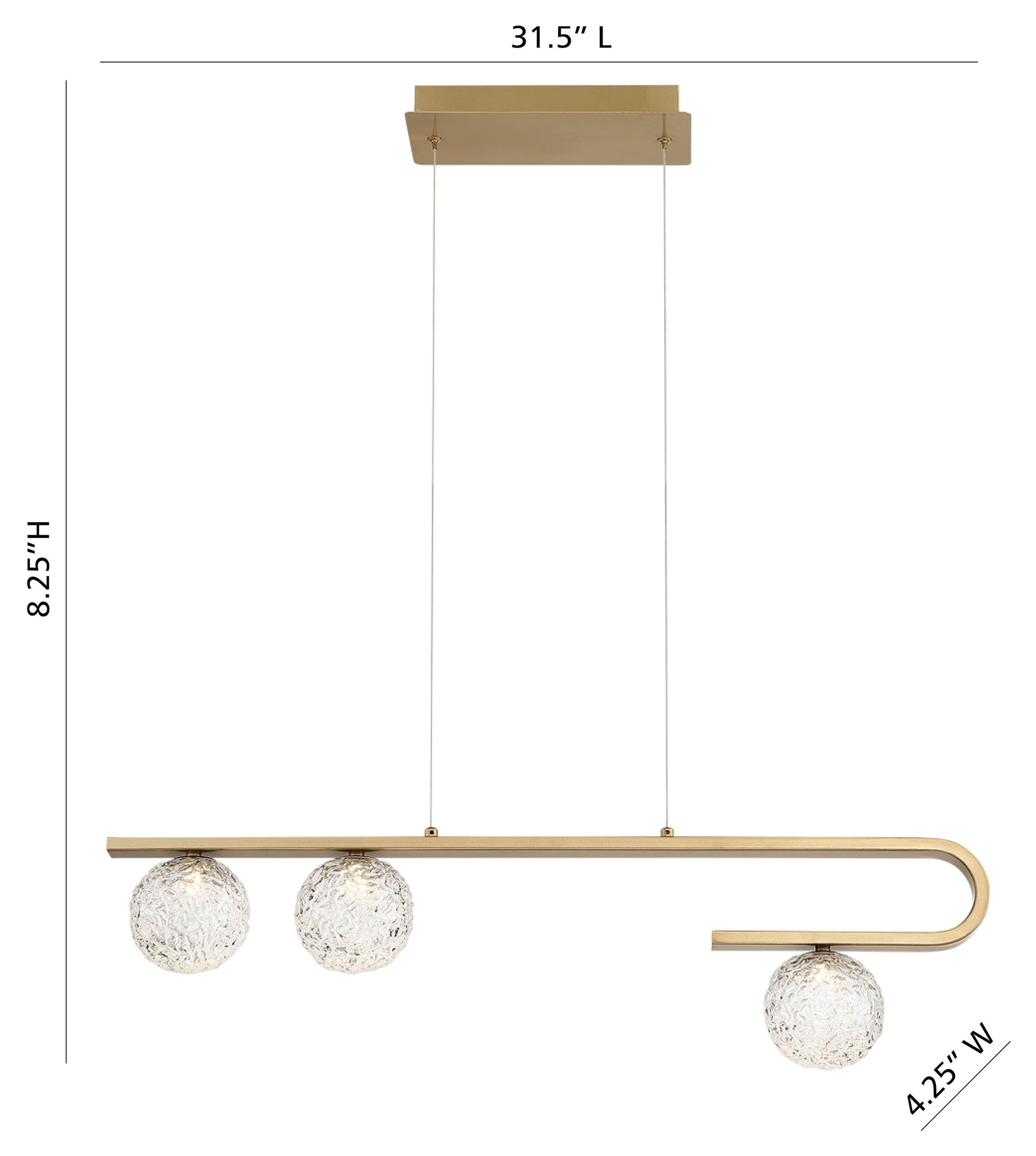 Phillimore 3-Light 32" Integrated LED Linear Chandelier
