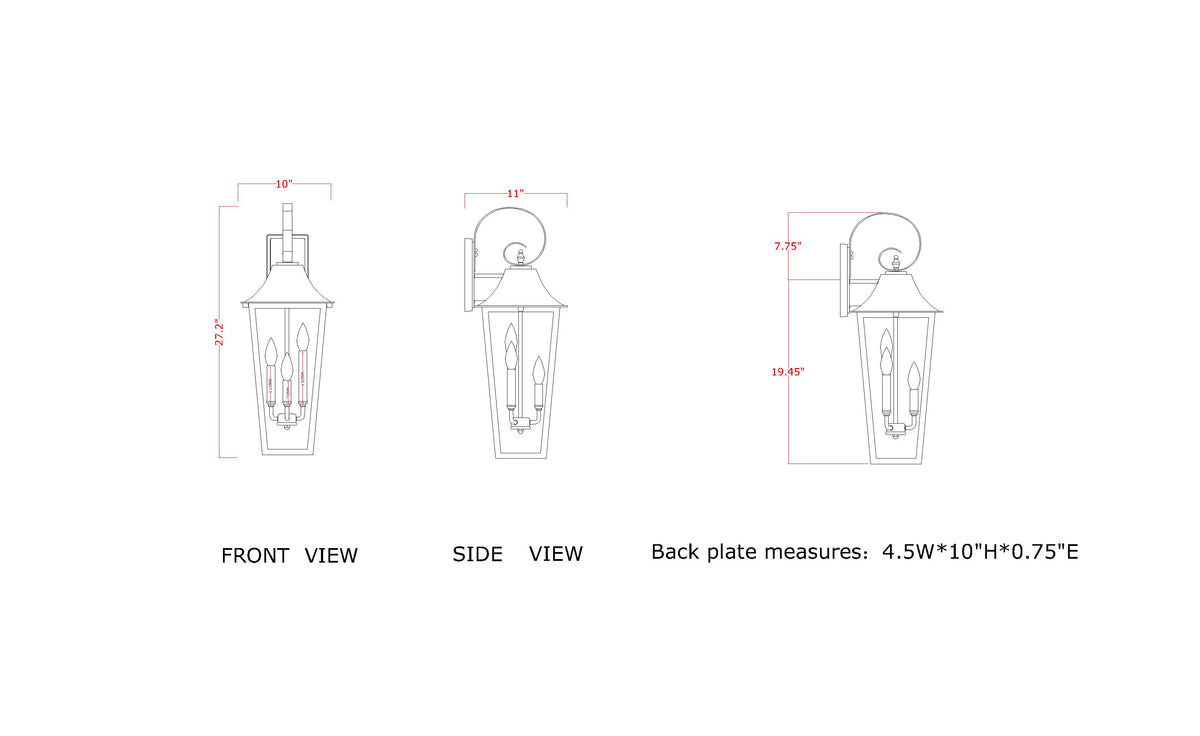 Gannon 3 Light Outdoor Wall Light