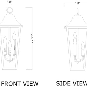 Gannon 3 Light Outdoor Chain Mount Ceiling Fixture