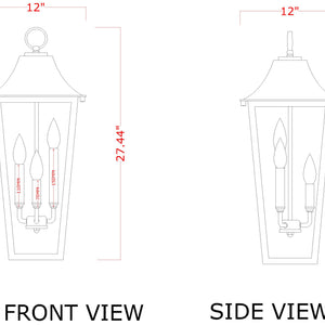 Gannon 3 Light Outdoor Chain Mount Ceiling Fixture