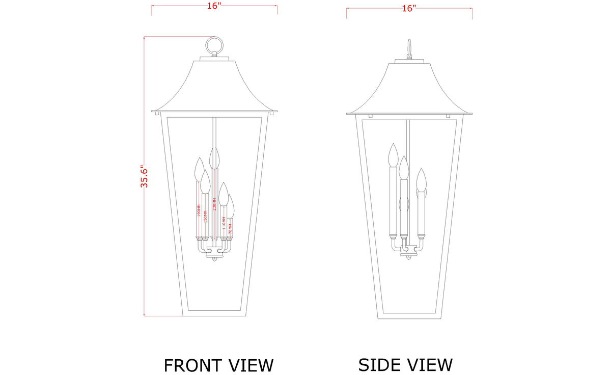 Gannon 5 Light Outdoor Chain Mount Ceiling Fixture