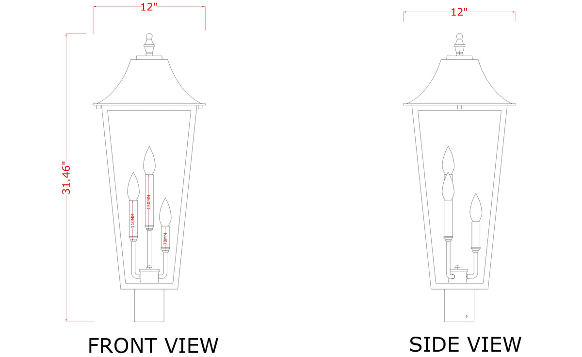 Gannon 3 Light Outdoor Post Mount Fixture