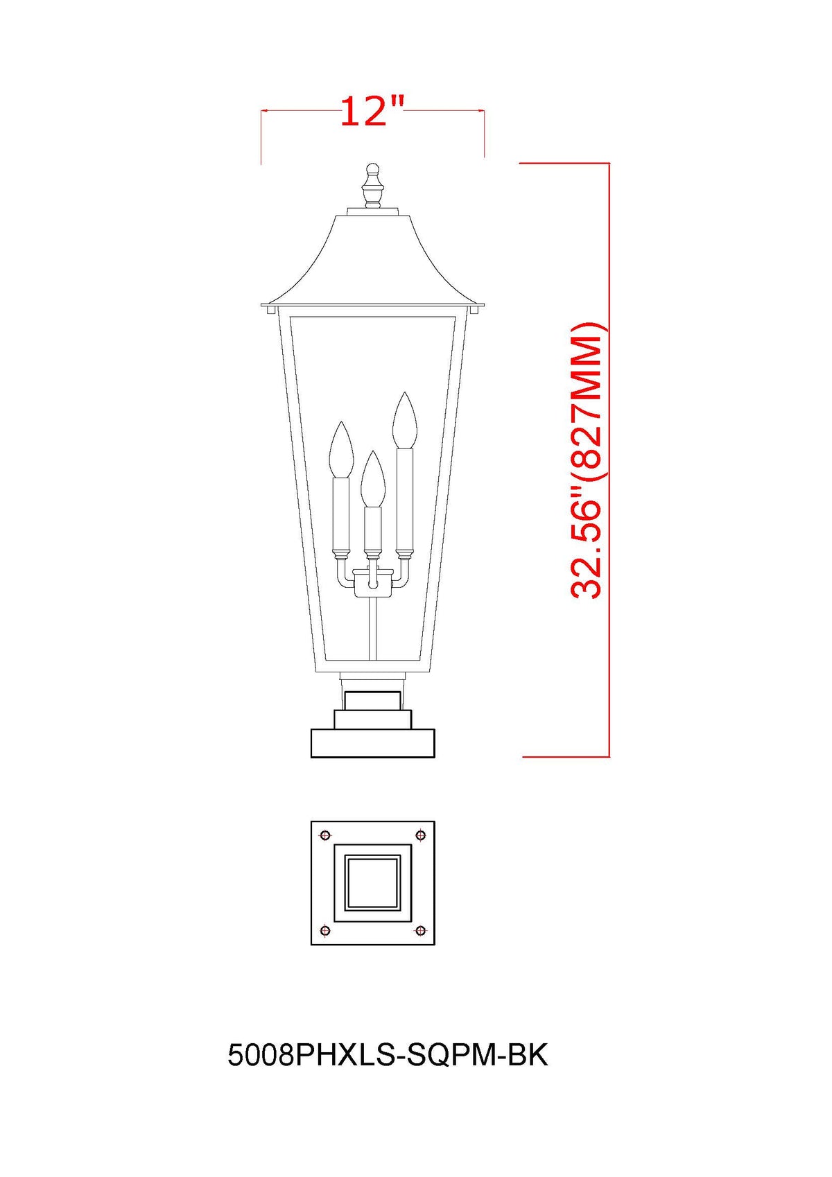 Gannon 3 Light Outdoor Pier Mounted Fixture