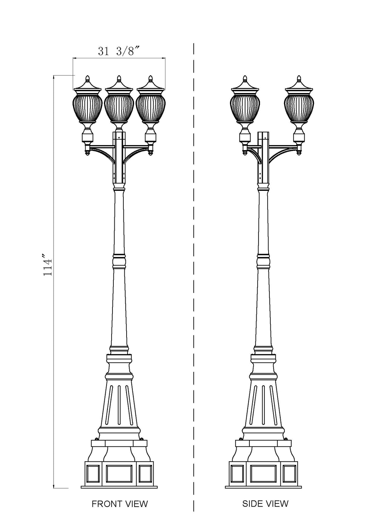 Davina 3 Light Outdoor Post Mounted Fixture