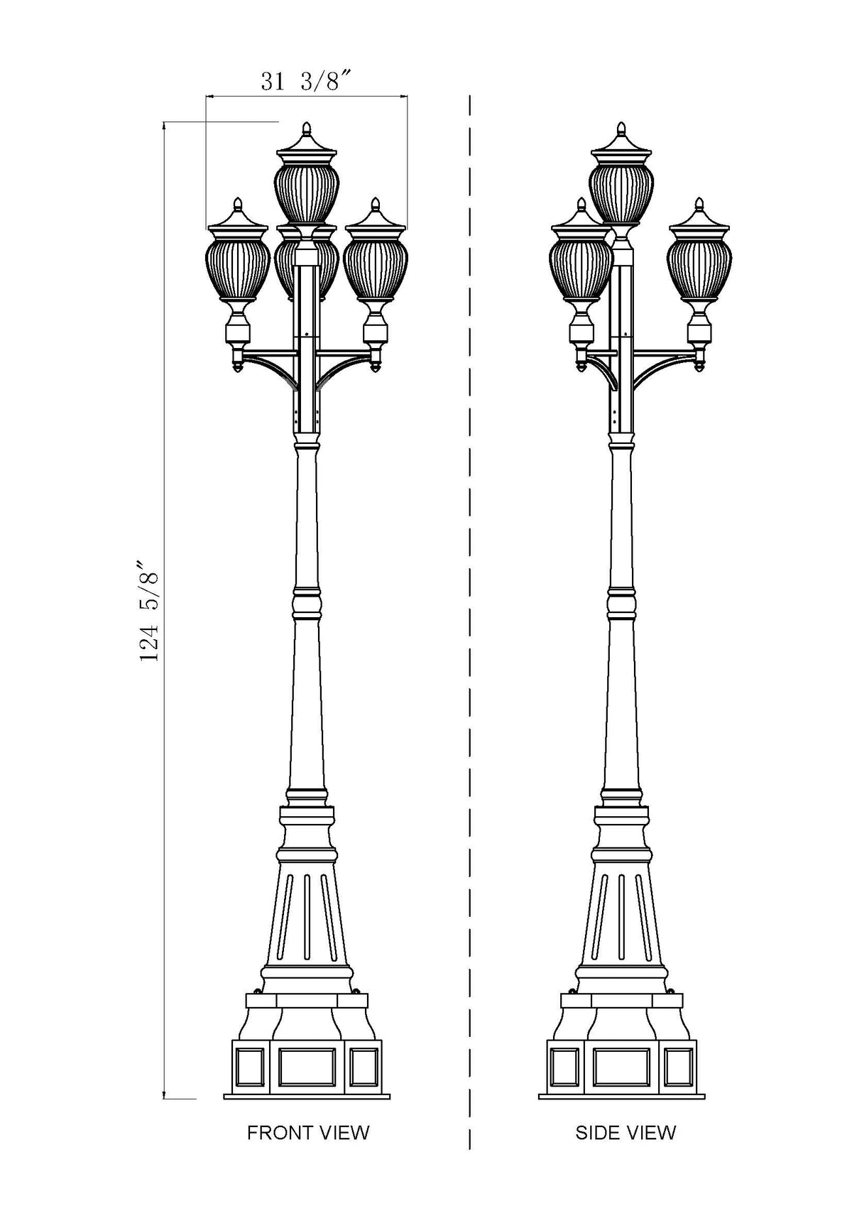 Davina 3 Light Outdoor Post Mounted Fixture