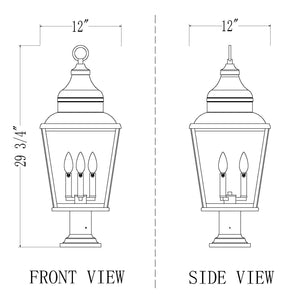 Raphael 3 Light Outdoor Pier Mounted Fixture