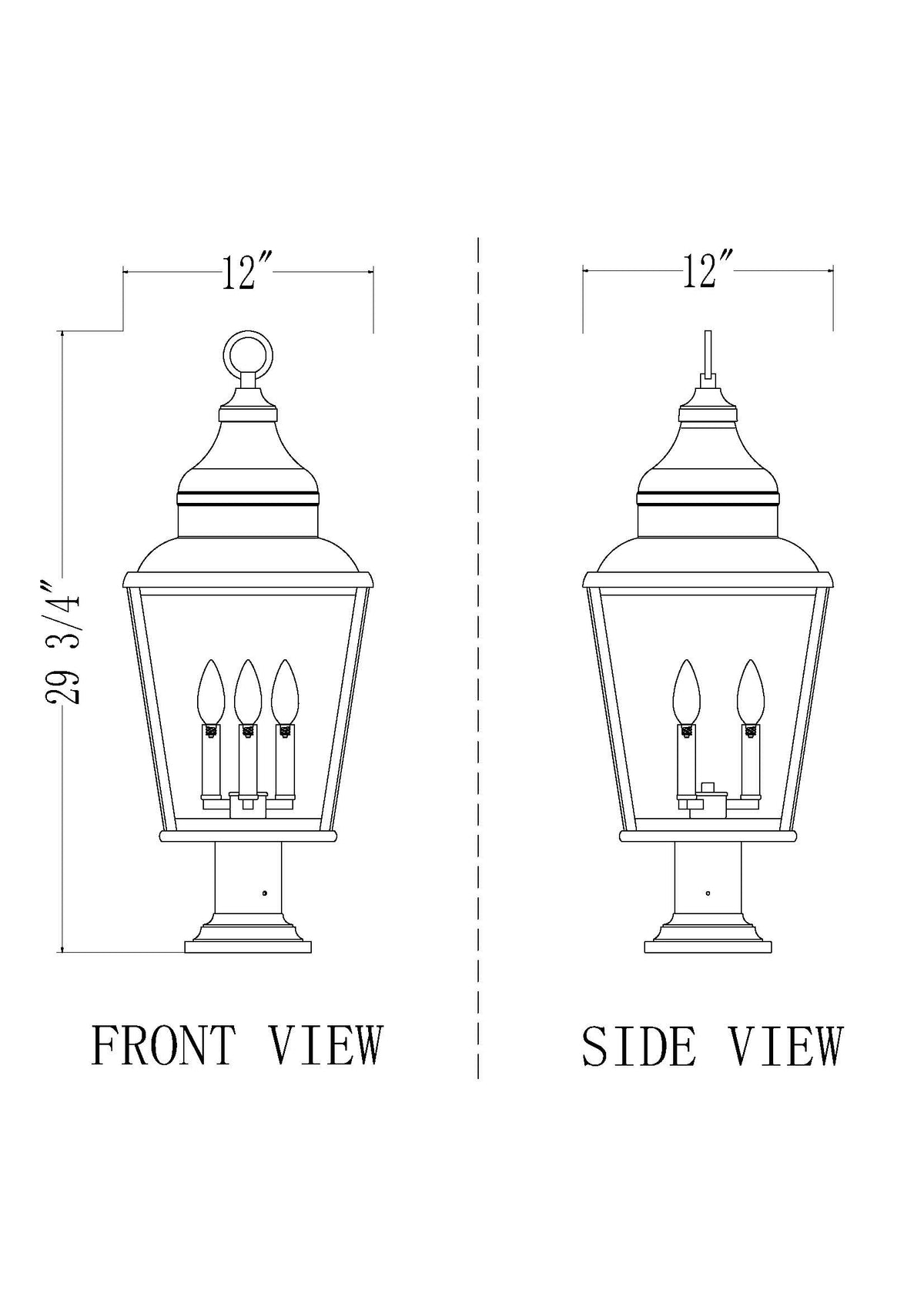 Raphael 3 Light Outdoor Pier Mounted Fixture