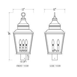 Raphael 3 Light Outdoor Post Mount Fixture