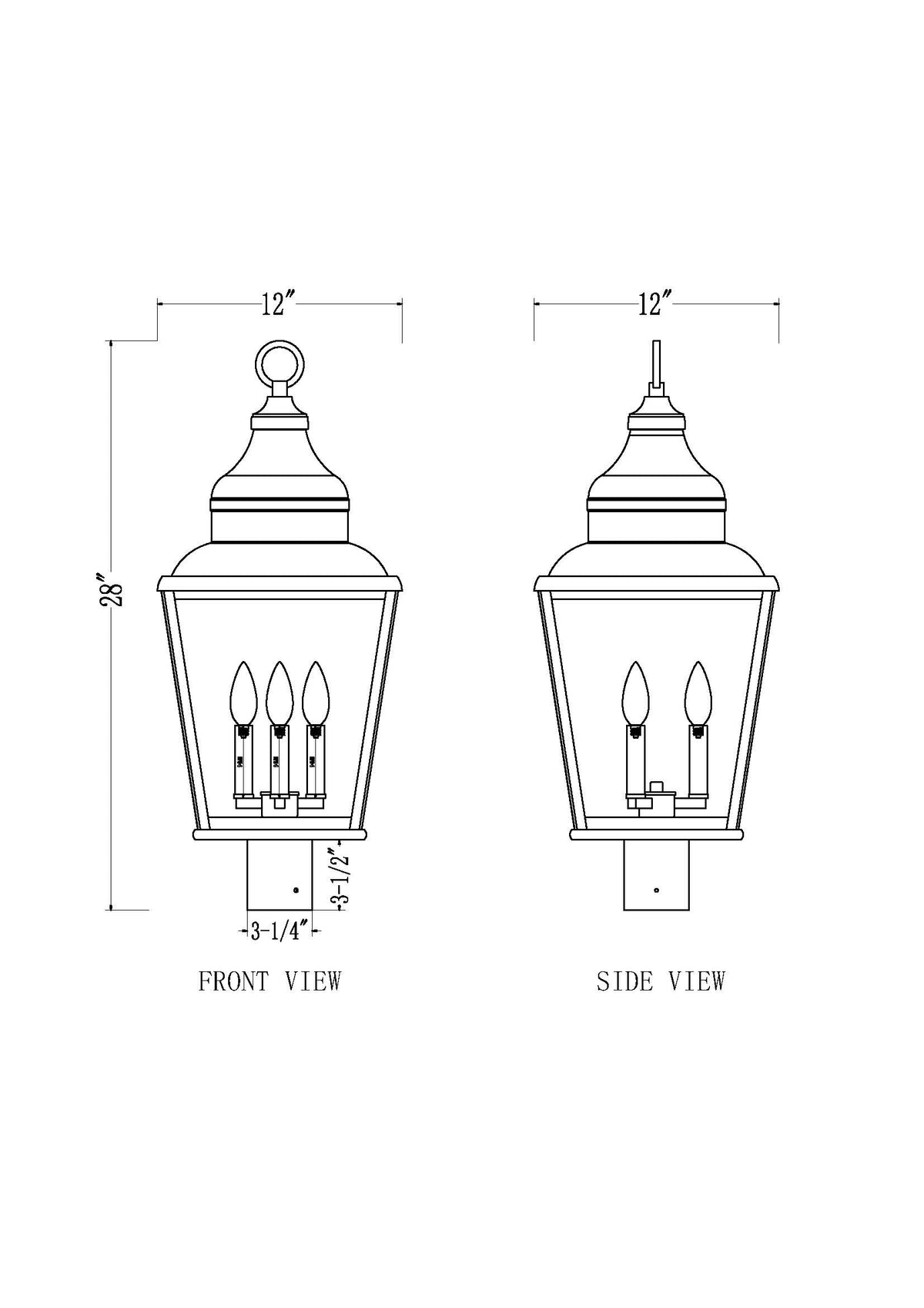 Raphael 3 Light Outdoor Post Mount Fixture