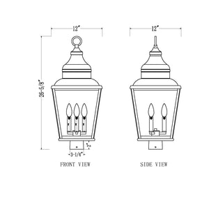 Raphael 3 Light Outdoor Post Mount Fixture