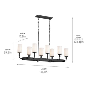 Vetivene Linear Chandelier 8Lt