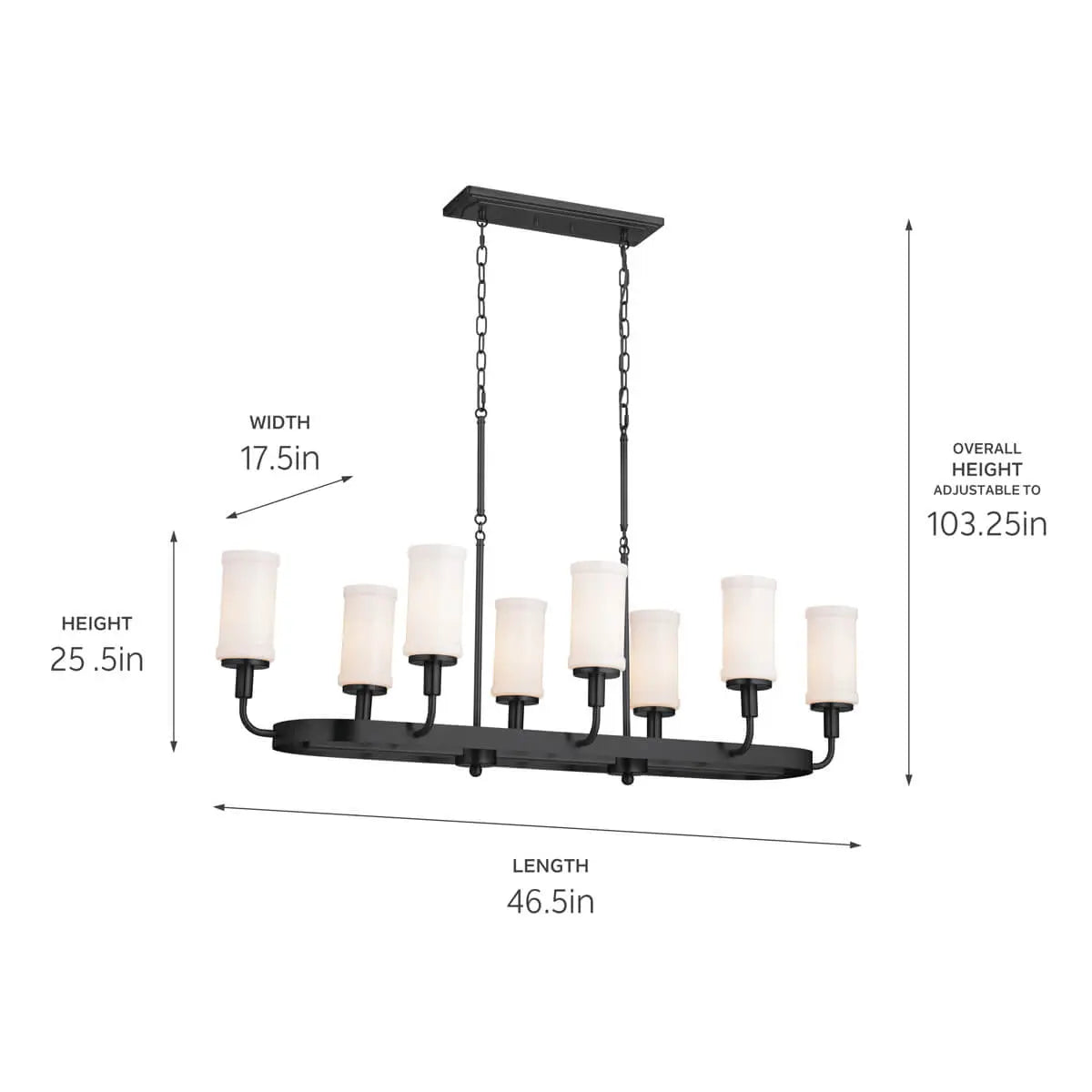 Vetivene Linear Chandelier 8Lt