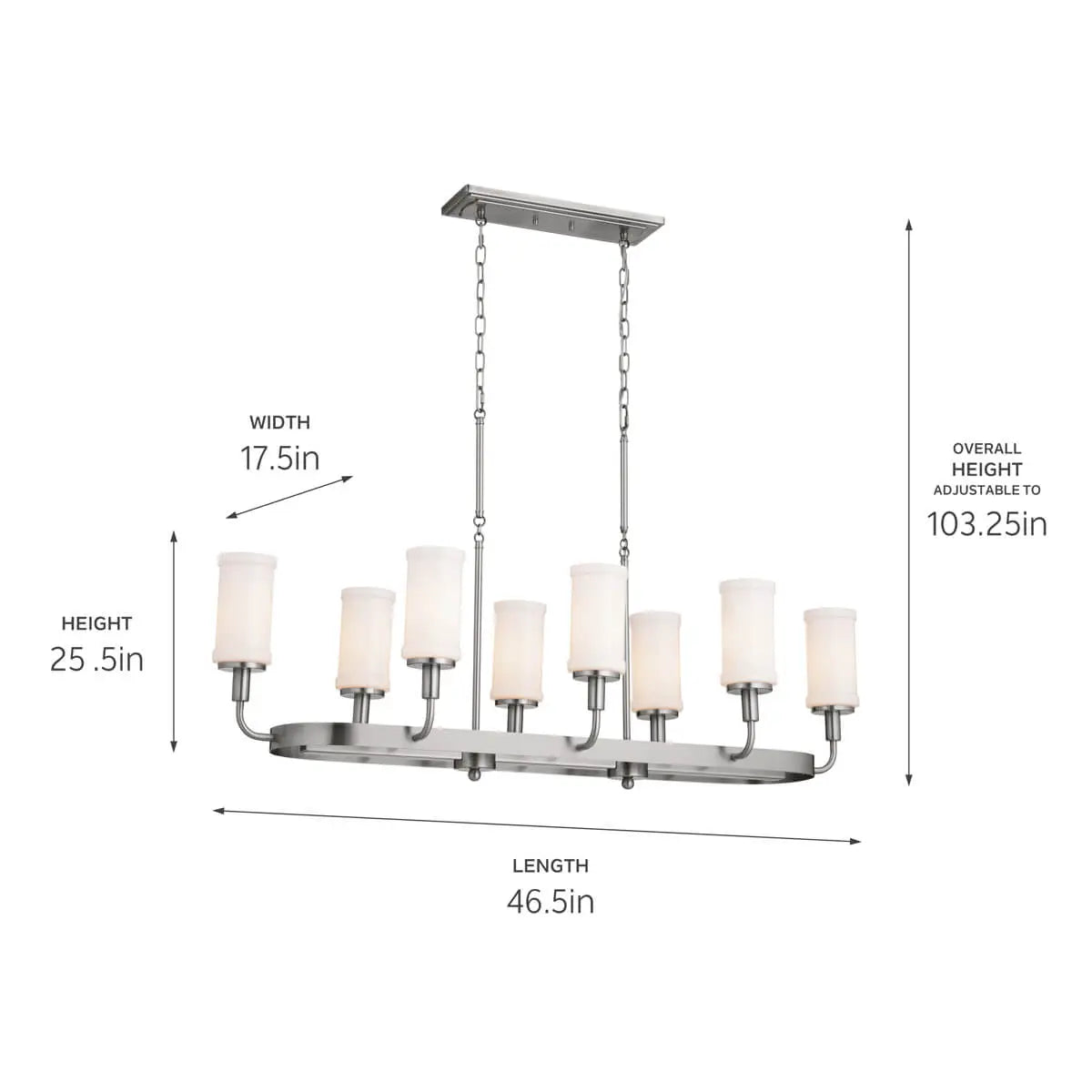 Vetivene Linear Chandelier 8Lt