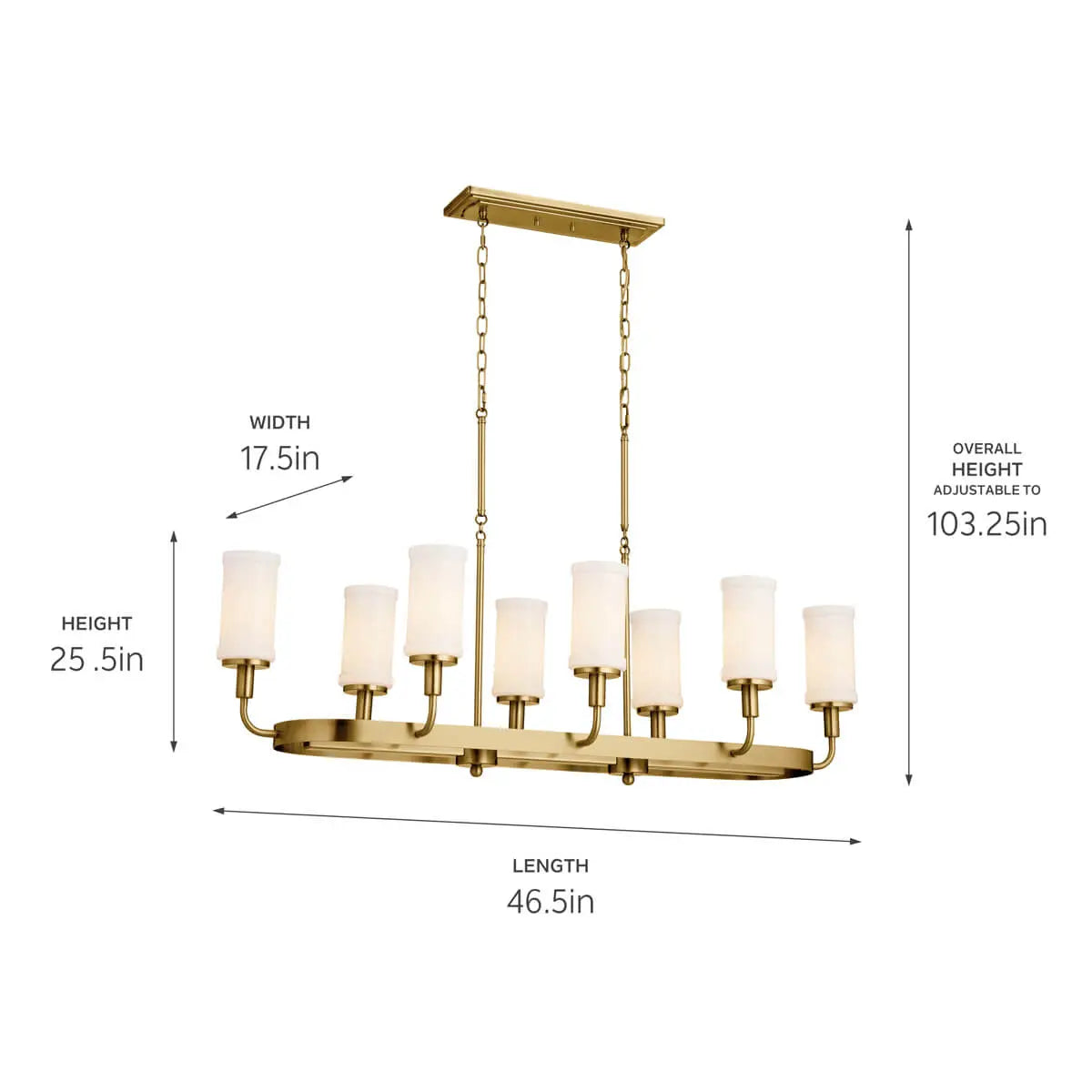 Vetivene Linear Chandelier 8Lt