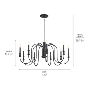 Karthe Chandelier 9Lt  19.25" H x 42" DIA
