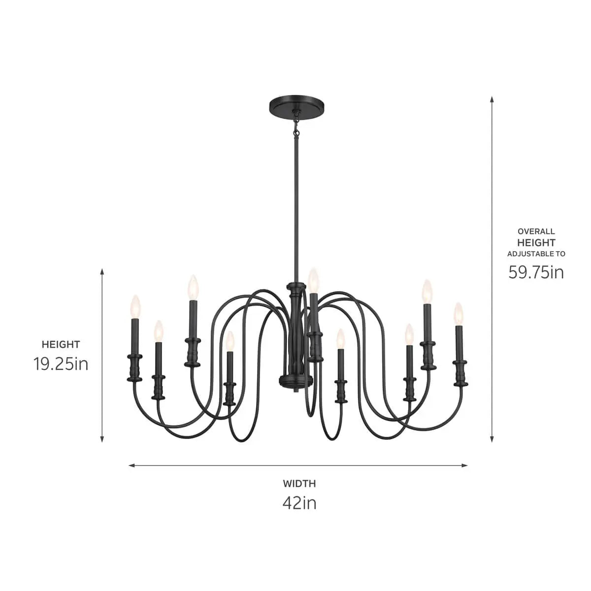 Karthe Chandelier 9Lt  19.25" H x 42" DIA