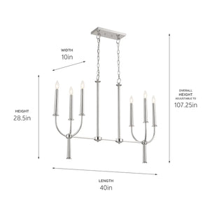 Florence Linear Chandelier 6Lt