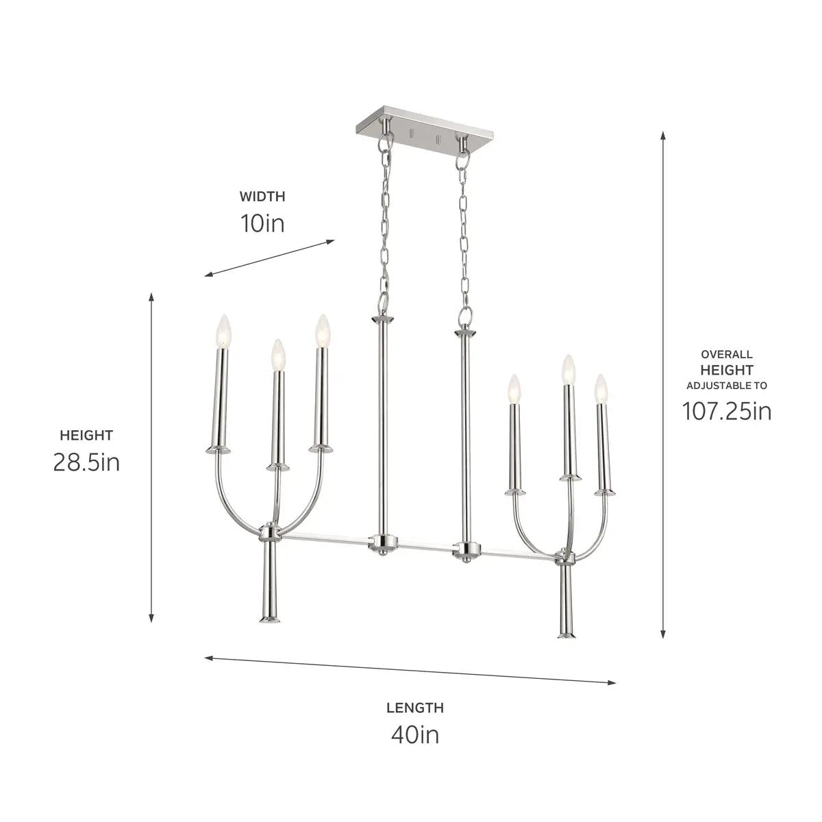 Florence Linear Chandelier 6Lt