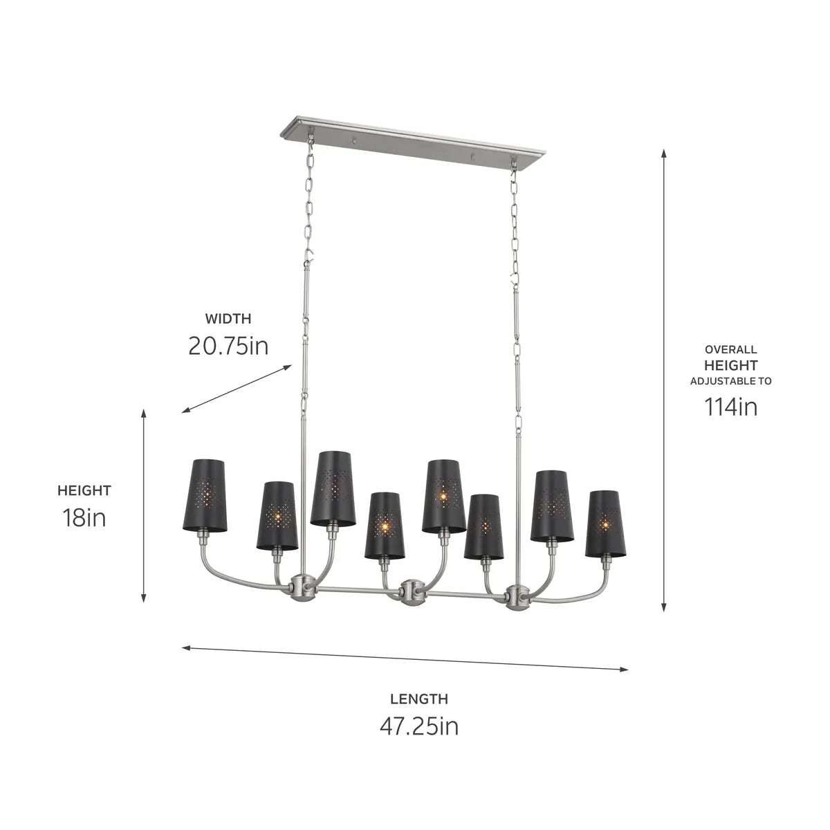 Adeena Linear Chandelier 8Lt