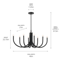 Odensa Oval Chandelier 8Lt