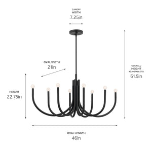 Odensa Oval Chandelier 8Lt