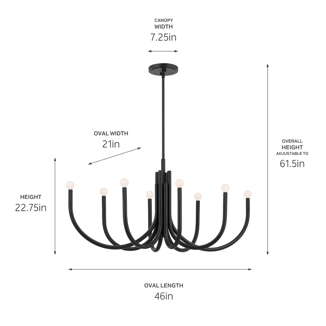 Odensa Oval Chandelier 8Lt