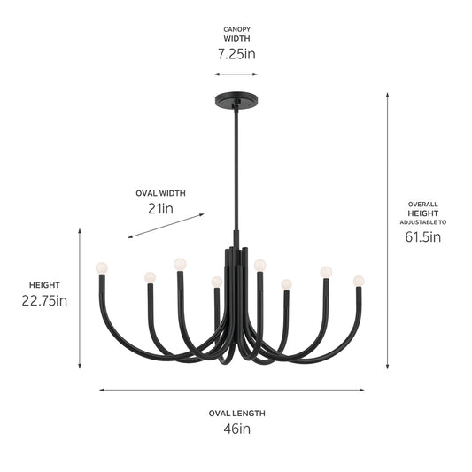 Odensa Oval Chandelier 8Lt