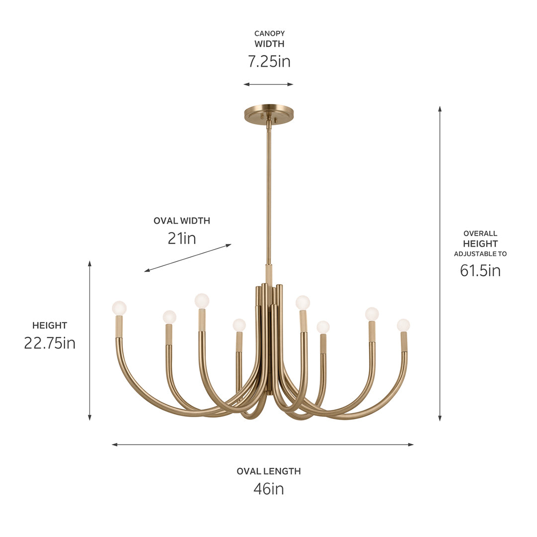 Odensa Oval Chandelier 8Lt