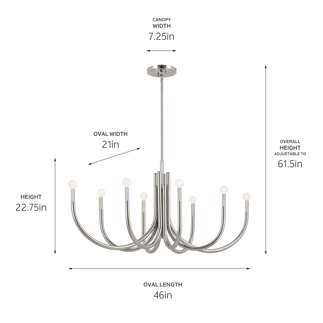 Odensa Oval Chandelier 8Lt