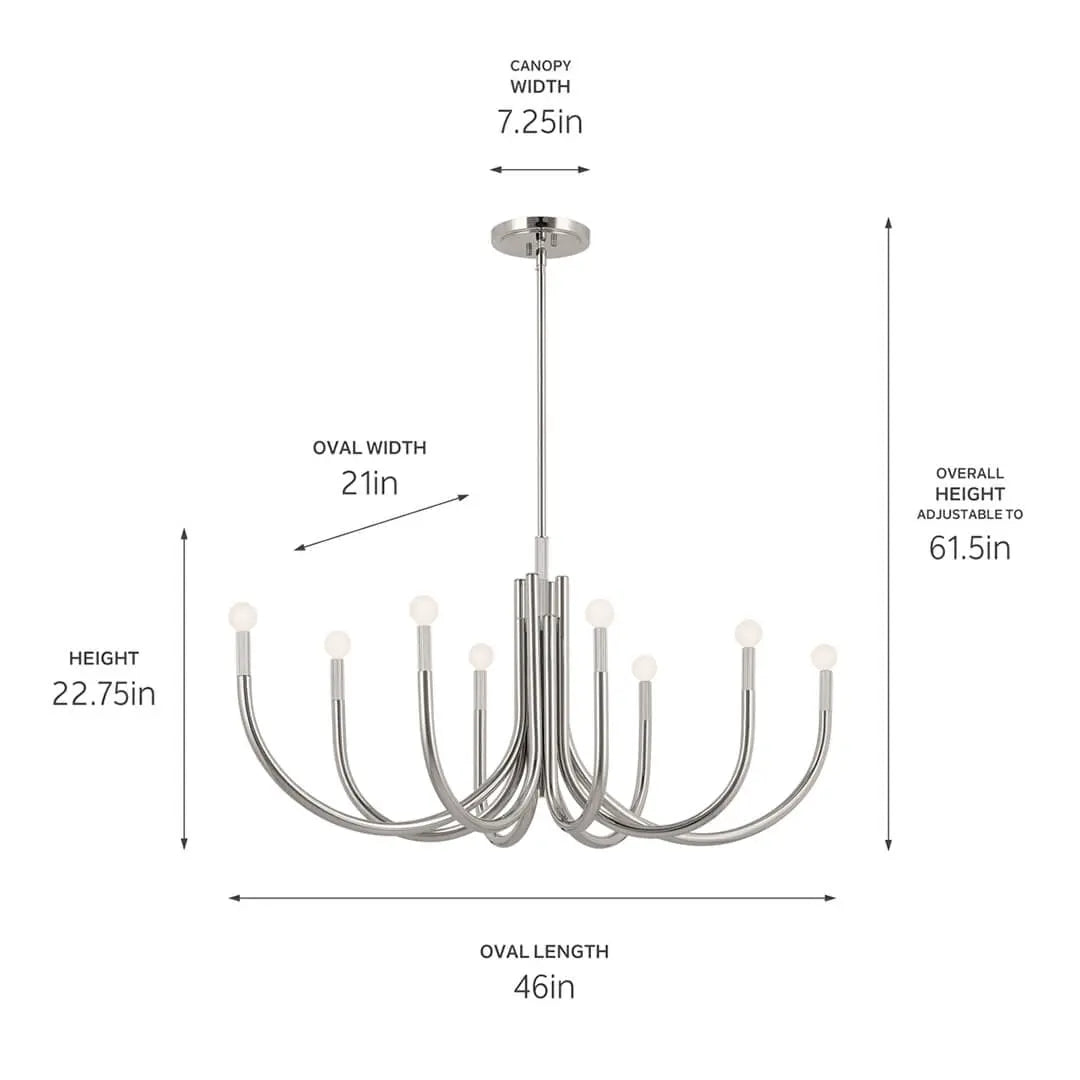 Odensa Oval Chandelier 8Lt