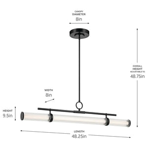 Riven Linear Chandelier 8" W x 9.5" H x 48.25" L