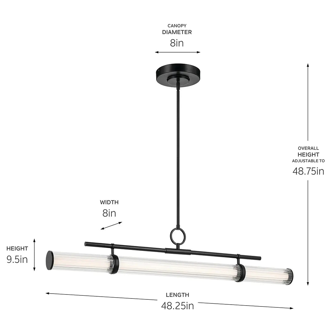 Riven Linear Chandelier 8" W x 9.5" H x 48.25" L