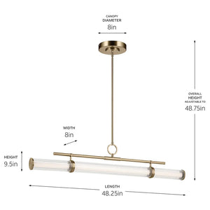 Riven Linear Chandelier 8" W x 9.5" H x 48.25" L