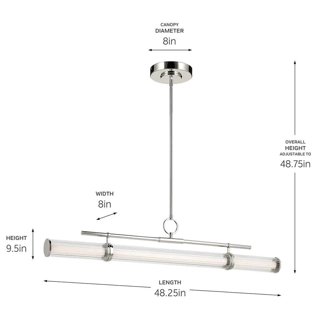 Riven Linear Chandelier 8" W x 9.5" H x 48.25" L
