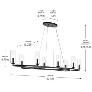 Harpin Oval Chandelier 8Lt