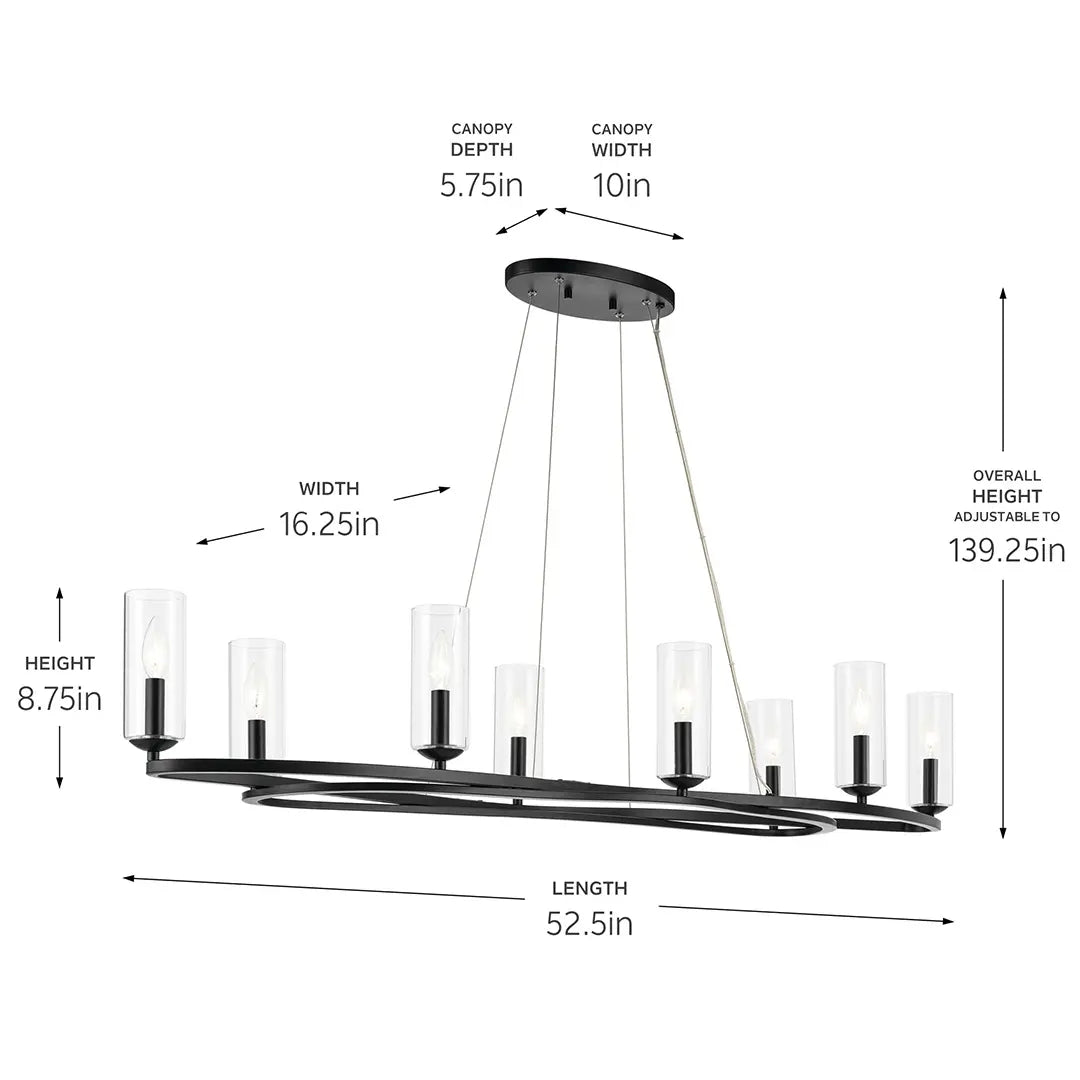 Harpin Oval Chandelier 8Lt