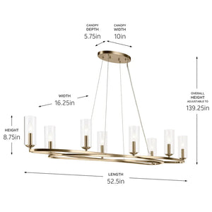 Harpin Oval Chandelier 8Lt