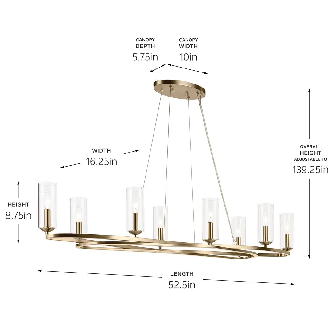 Harpin Oval Chandelier 8Lt