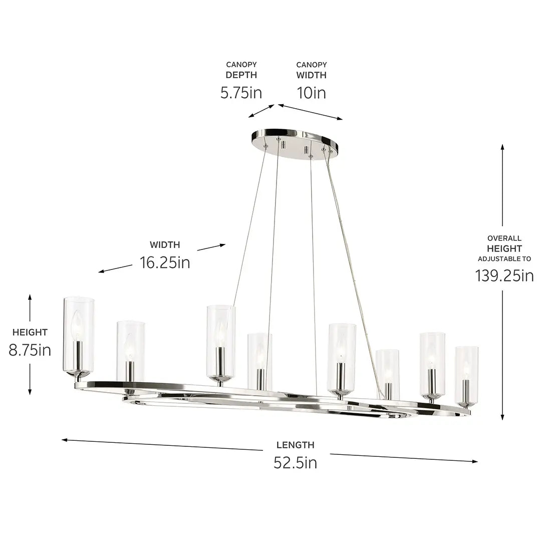 Harpin Oval Chandelier 8Lt