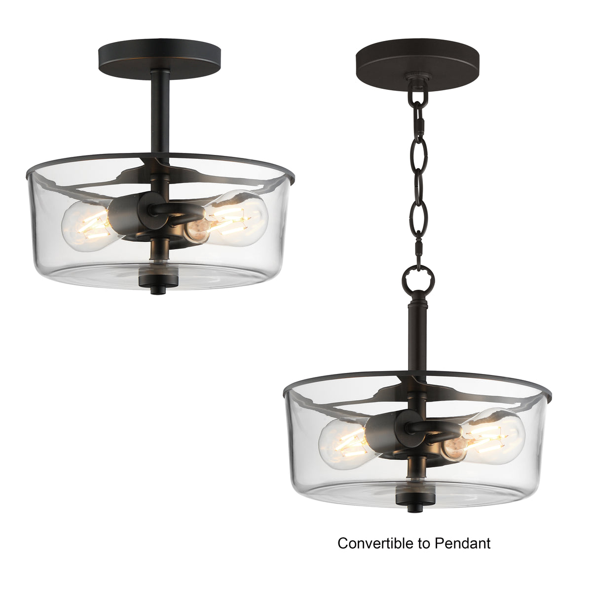 Fuller 2-Light Semi Flush/Pendant Convertible