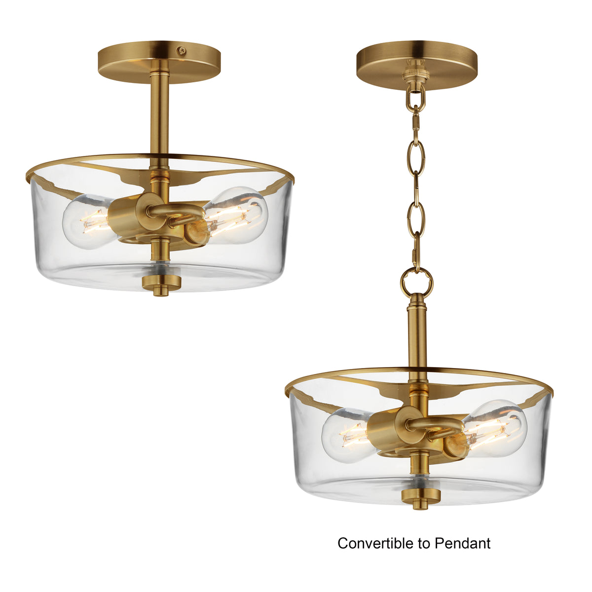Fuller 2-Light Semi Flush/Pendant Convertible