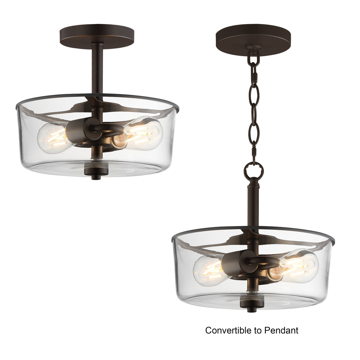 Fuller 2-Light Semi Flush/Pendant Convertible