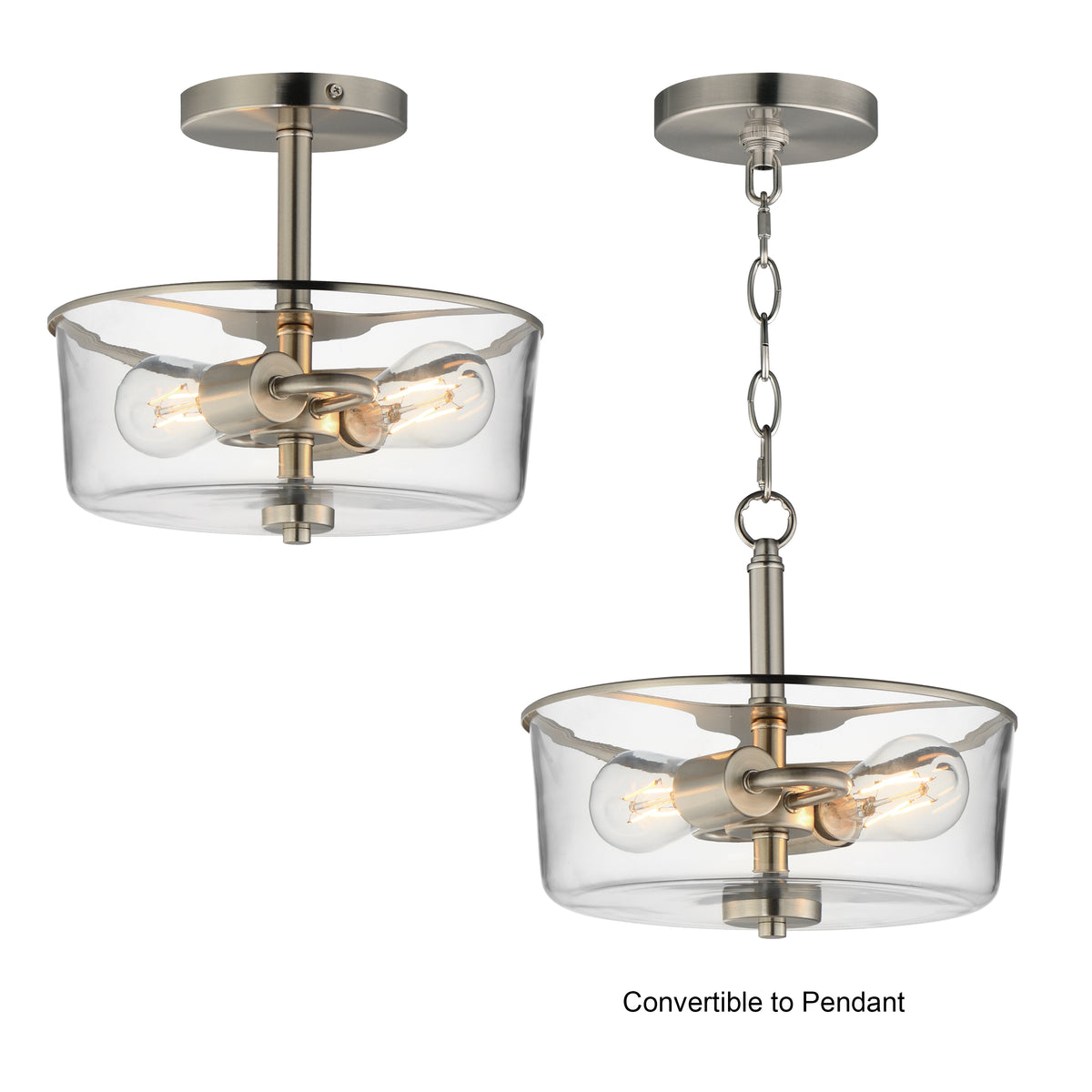 Fuller 2-Light Semi Flush/Pendant Convertible