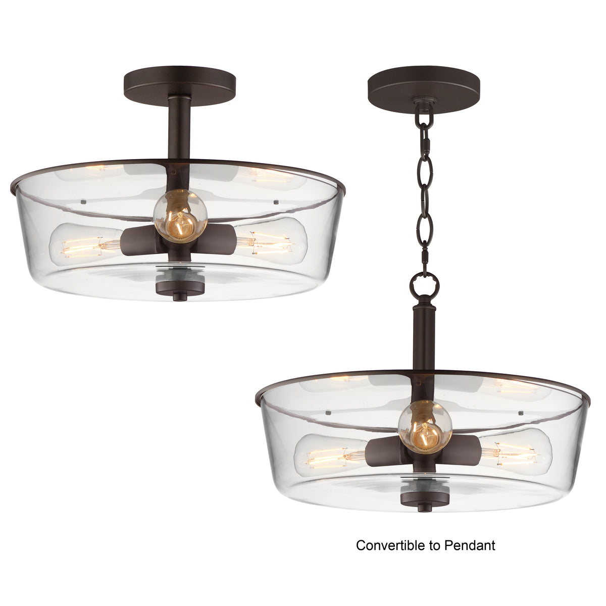 Fuller 3-Light Semi Flush/Pendant Convertible