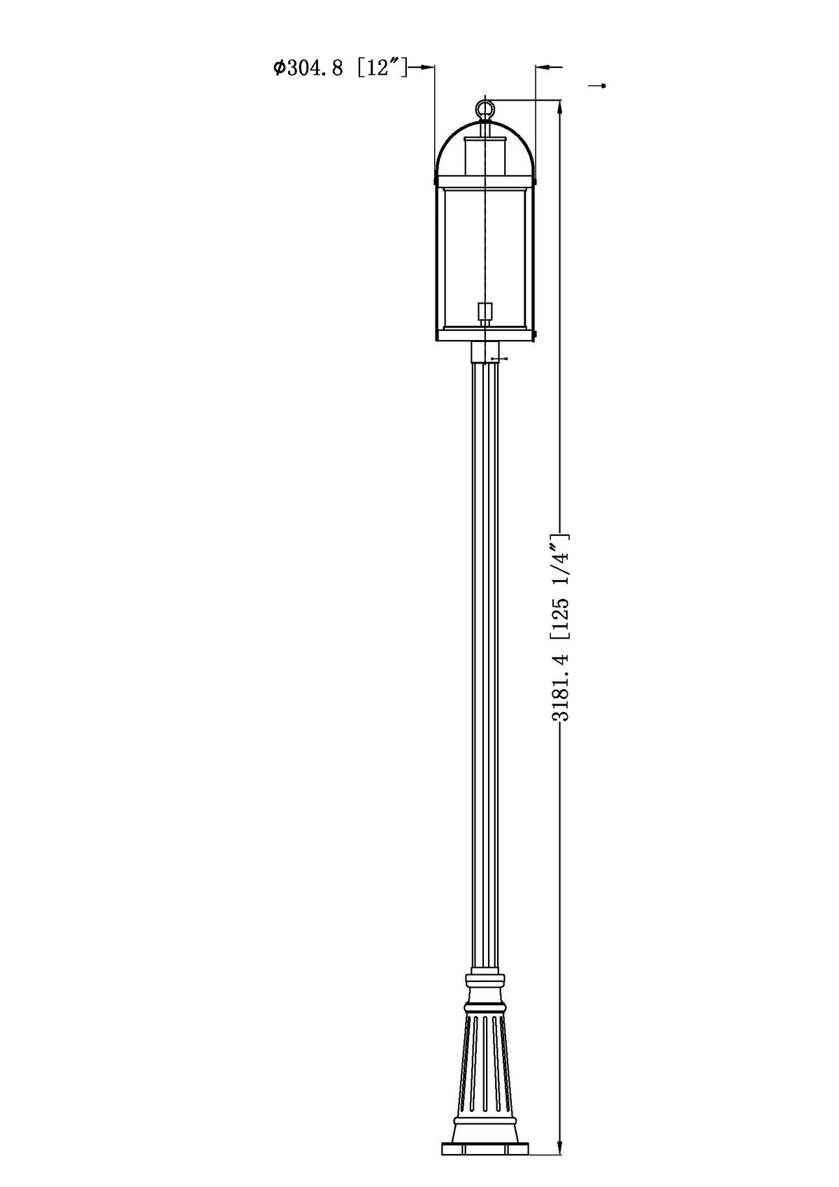 Roundhouse 1 Light Outdoor Post Mounted Fixture