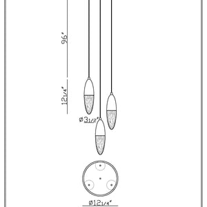 Ecrou 3-Light 12" Multi Drop Chandelier
