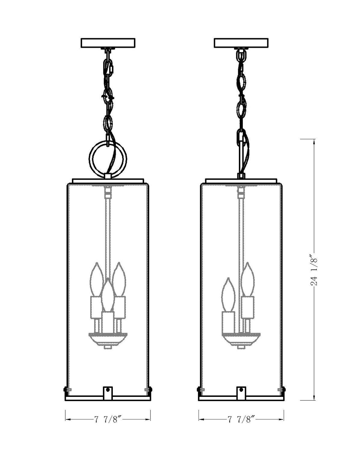 Sana 3 Light Outdoor Chain Mount Ceiling Fixture